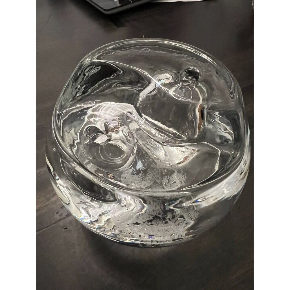 Ambrosia Art Glass Orb Oil Lamp Two LevelPaperweight Handmade Angelo Ambrosia